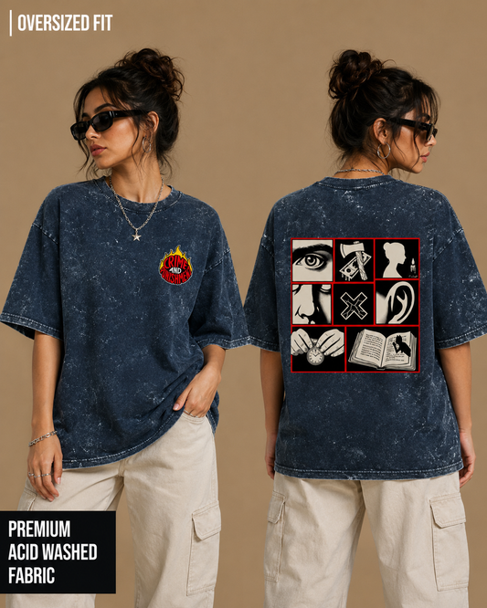 Crime and Punishment | Unisex Acid Washed Oversized Tee