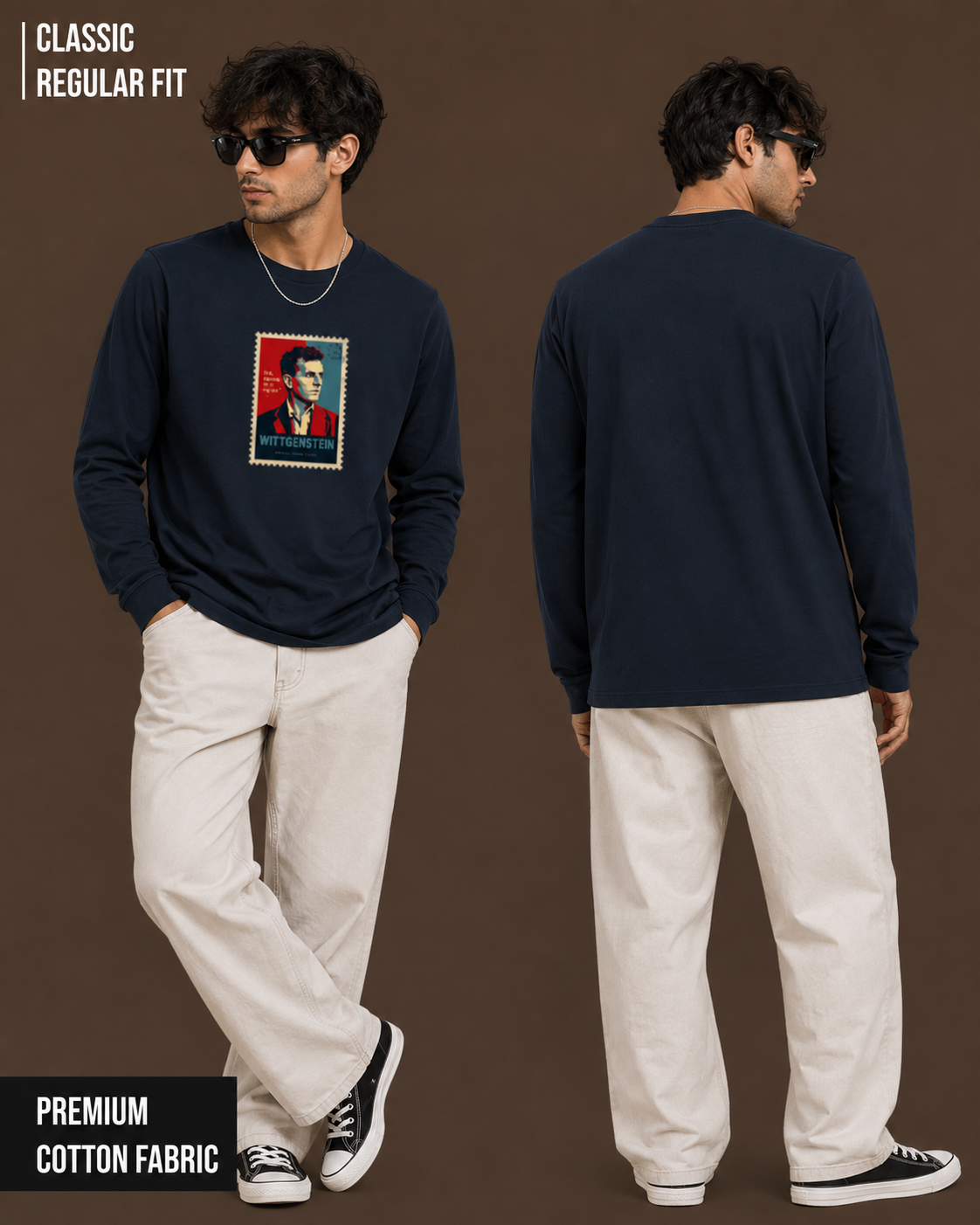 Wittgenstein Stamp Graphic | Men's Full Sleeve T-Shirt