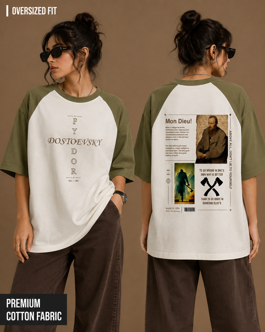 Dostoevsky: Mon Dieu! | Unisex Oversized Raglan Tee