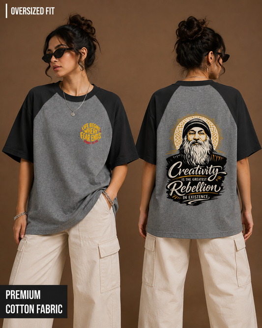 Osho: Creative Rebellion | Unisex Oversized Raglan Tee