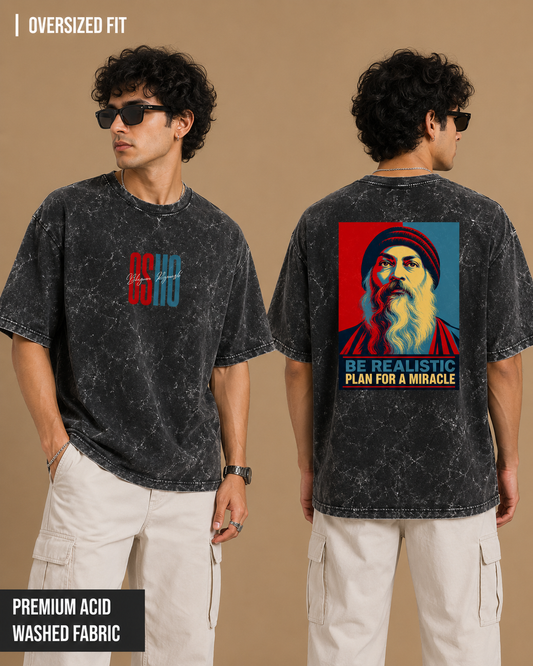 Osho: Plan for a Miracle | Unisex Acid Washed Oversized Tee