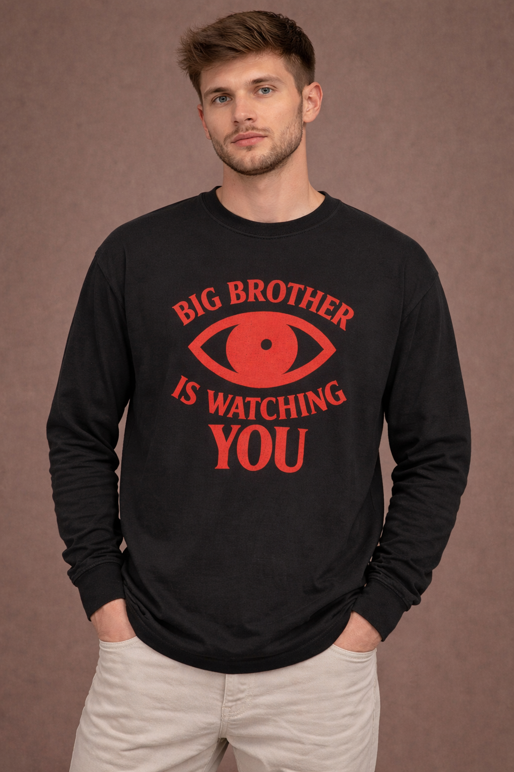 George Orwell 1984 "Big Brother is Watching You" Full Sleeve T-Shirt | Dystopian Literature Apparel | Men's Full Sleeve T-Shirt