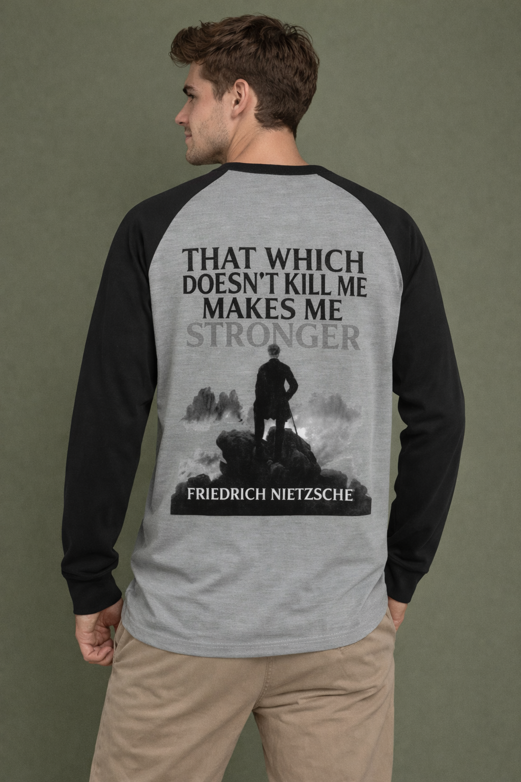 “That Which Does Not Kill Me Makes Me Stronger” – Nietzsche Quote Raglan T-Shirt | Unisex Raglan T-Shirt