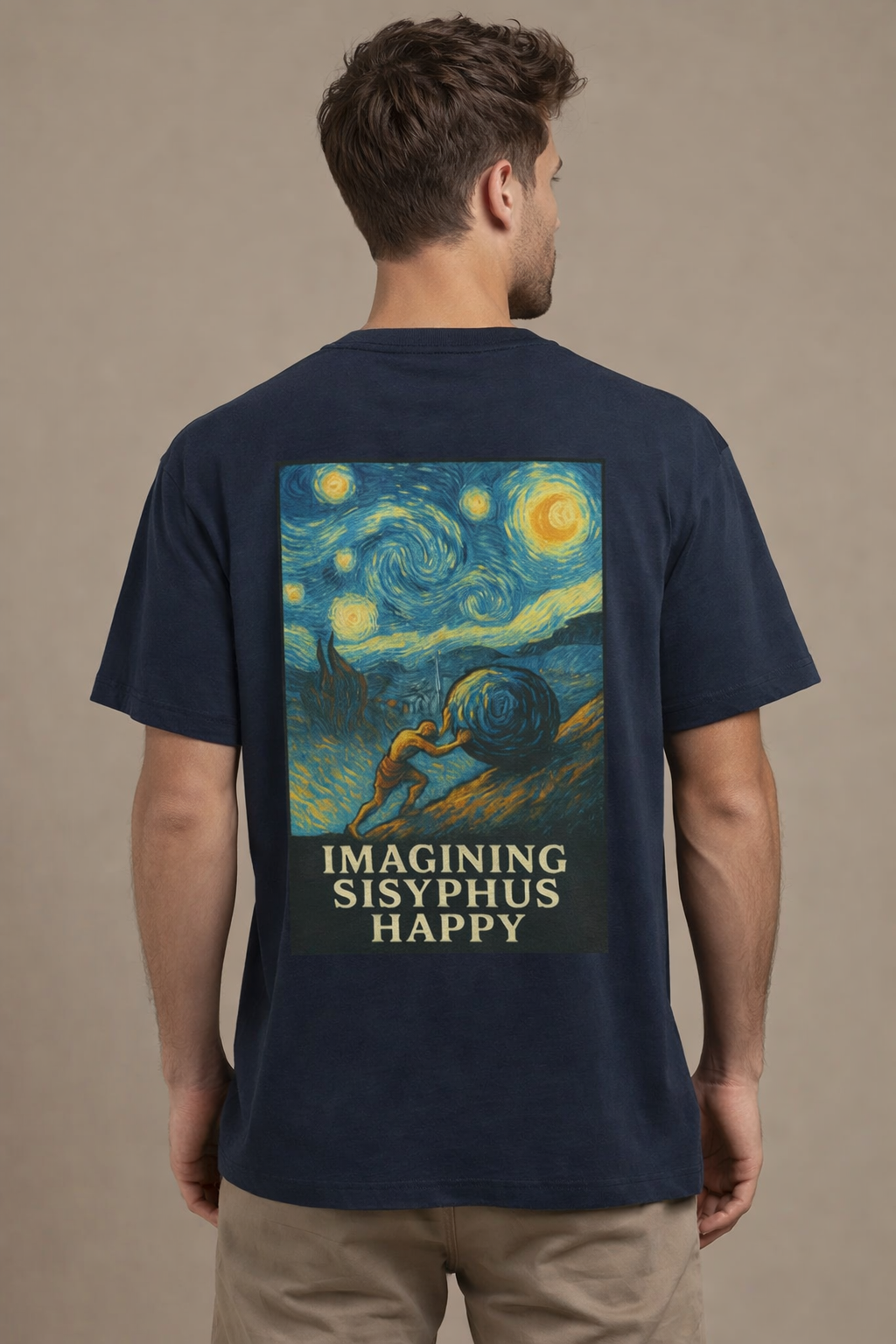 “Imagining Sisyphus Happy” – Existential Philosophy Art V Neck T-Shirt | Unisex V Neck T-Shirt