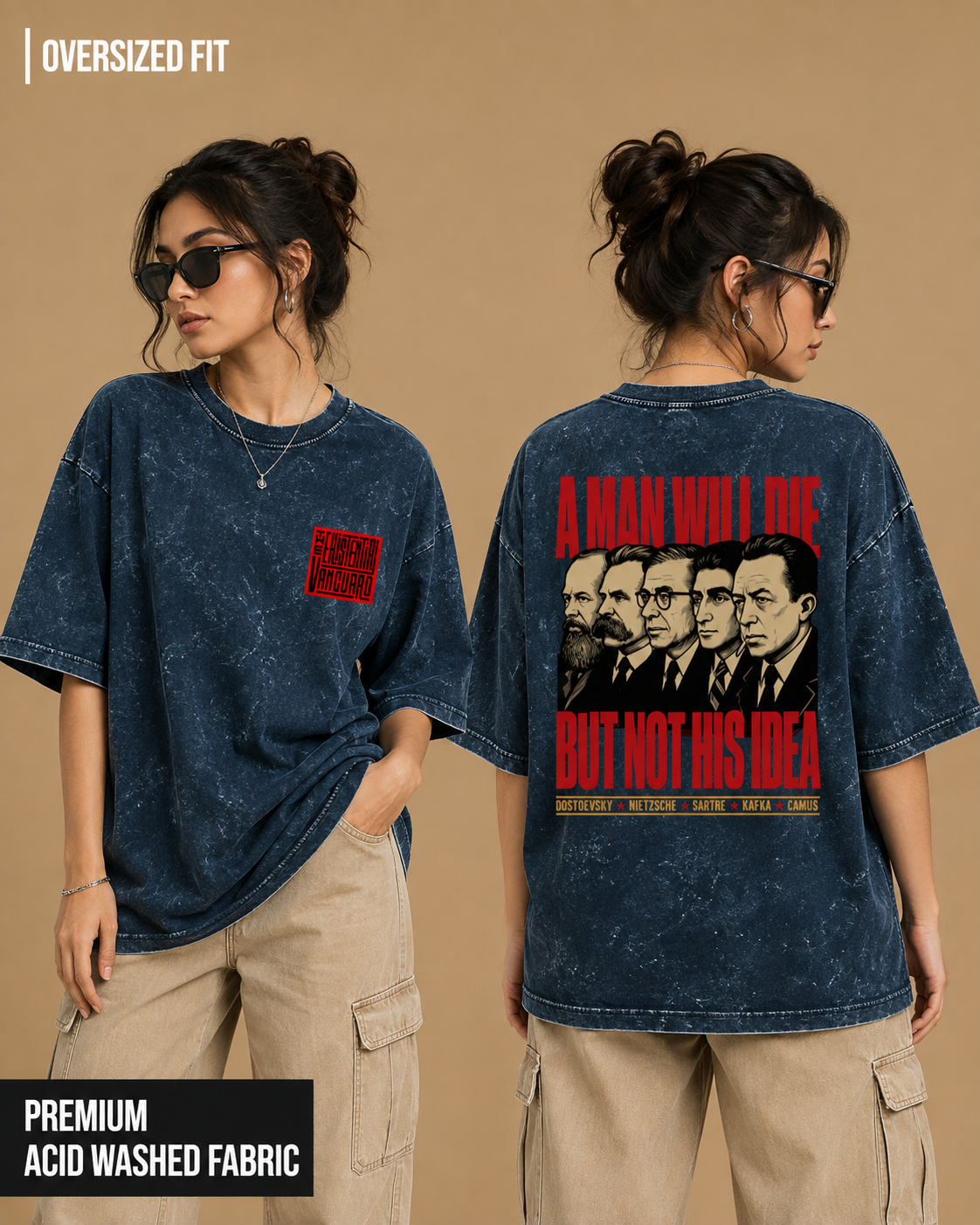 The Existential Vanguard | Unisex Acid Washed Oversized Tee