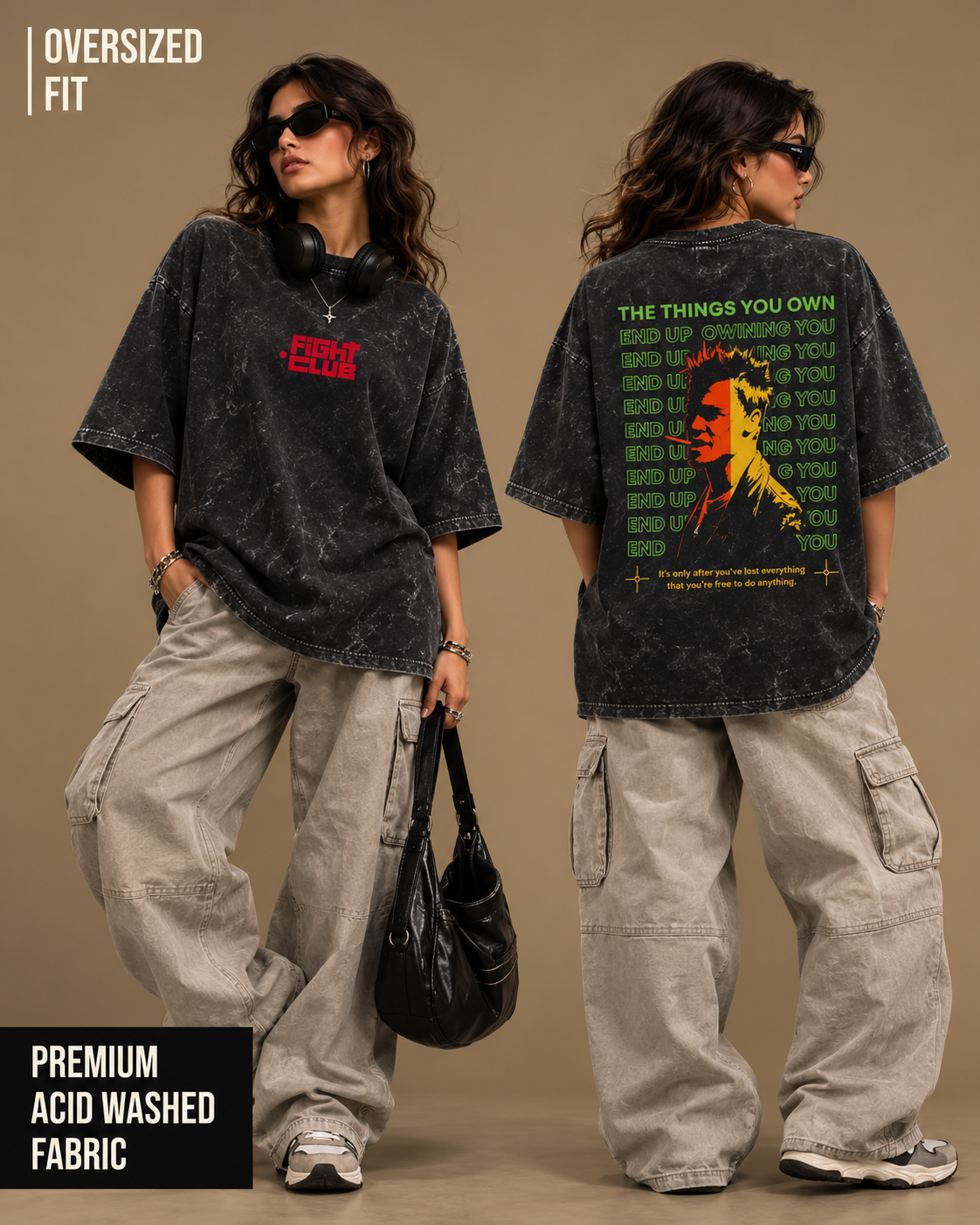 Fight Club: Own Nothing | Unisex Acid Washed Oversized Tee