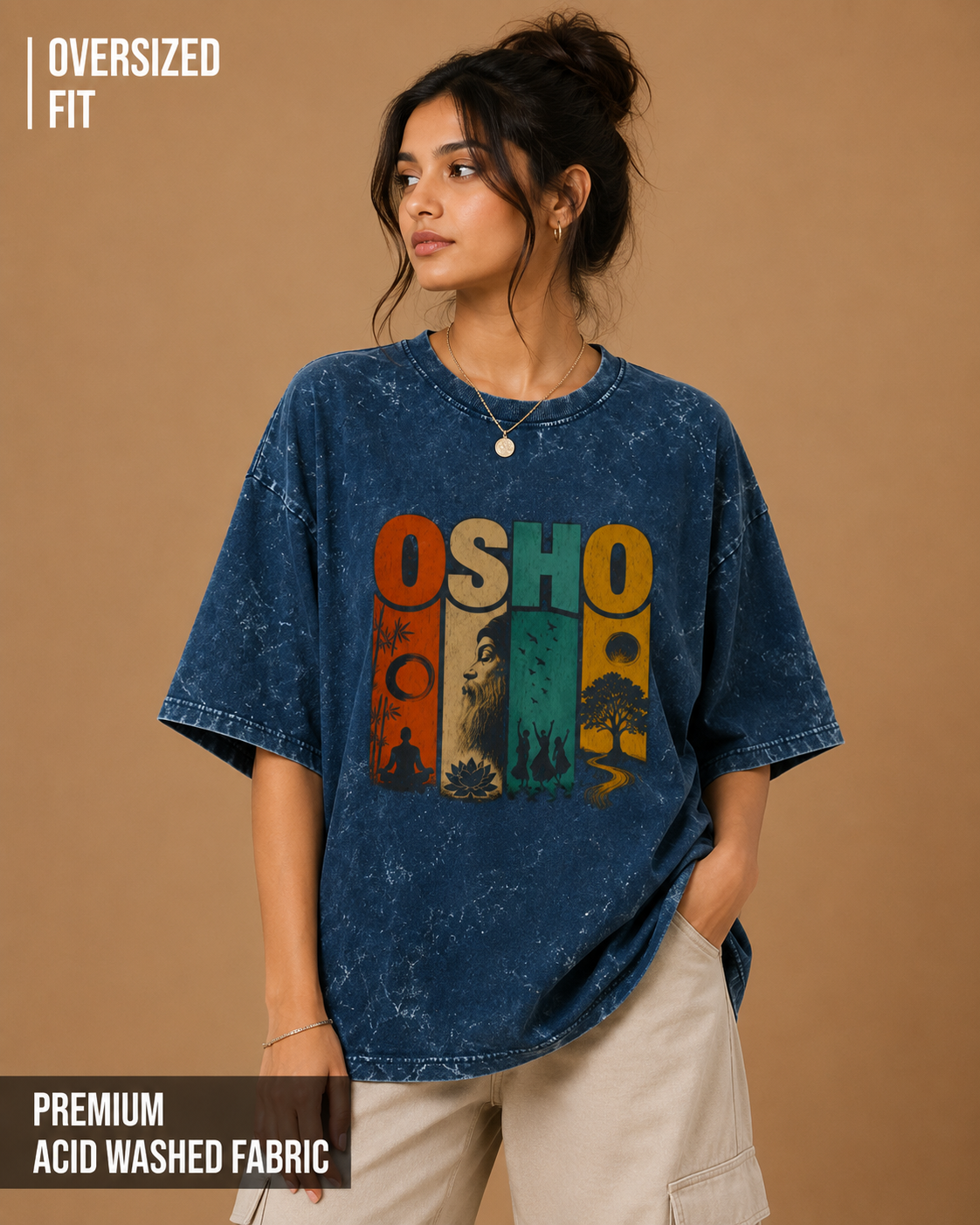Osho: The Mystic | Unisex Acid Washed Oversized Tee