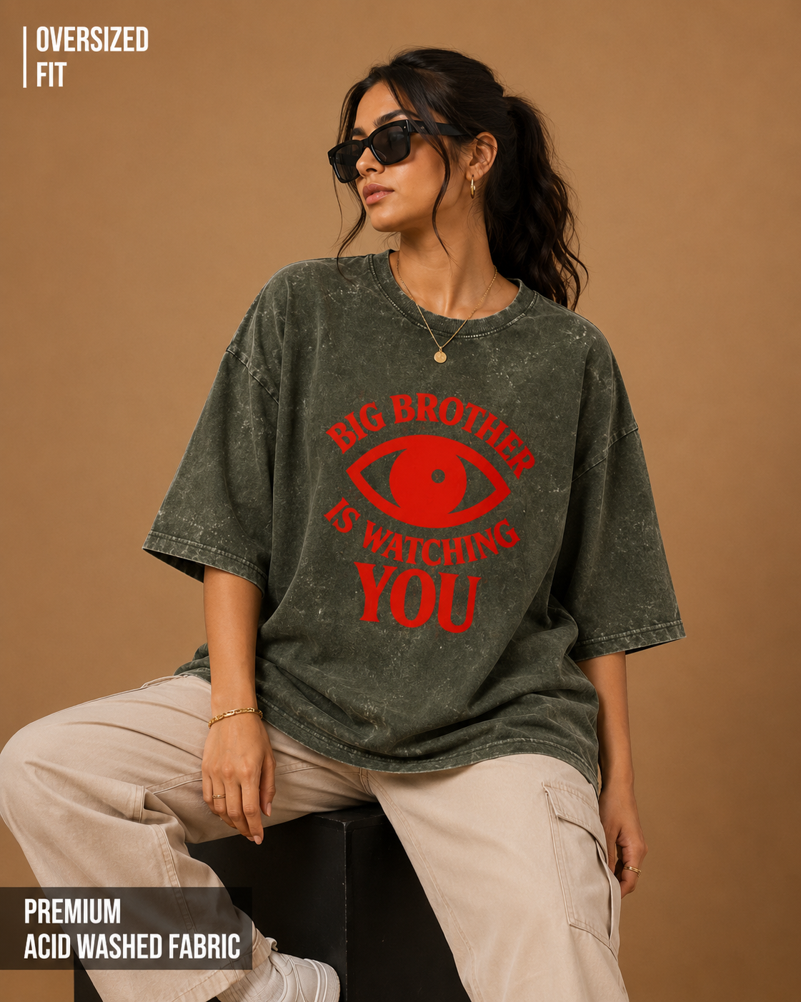 Big Brother is Watching you | Unisex Acid Washed Oversized Tee