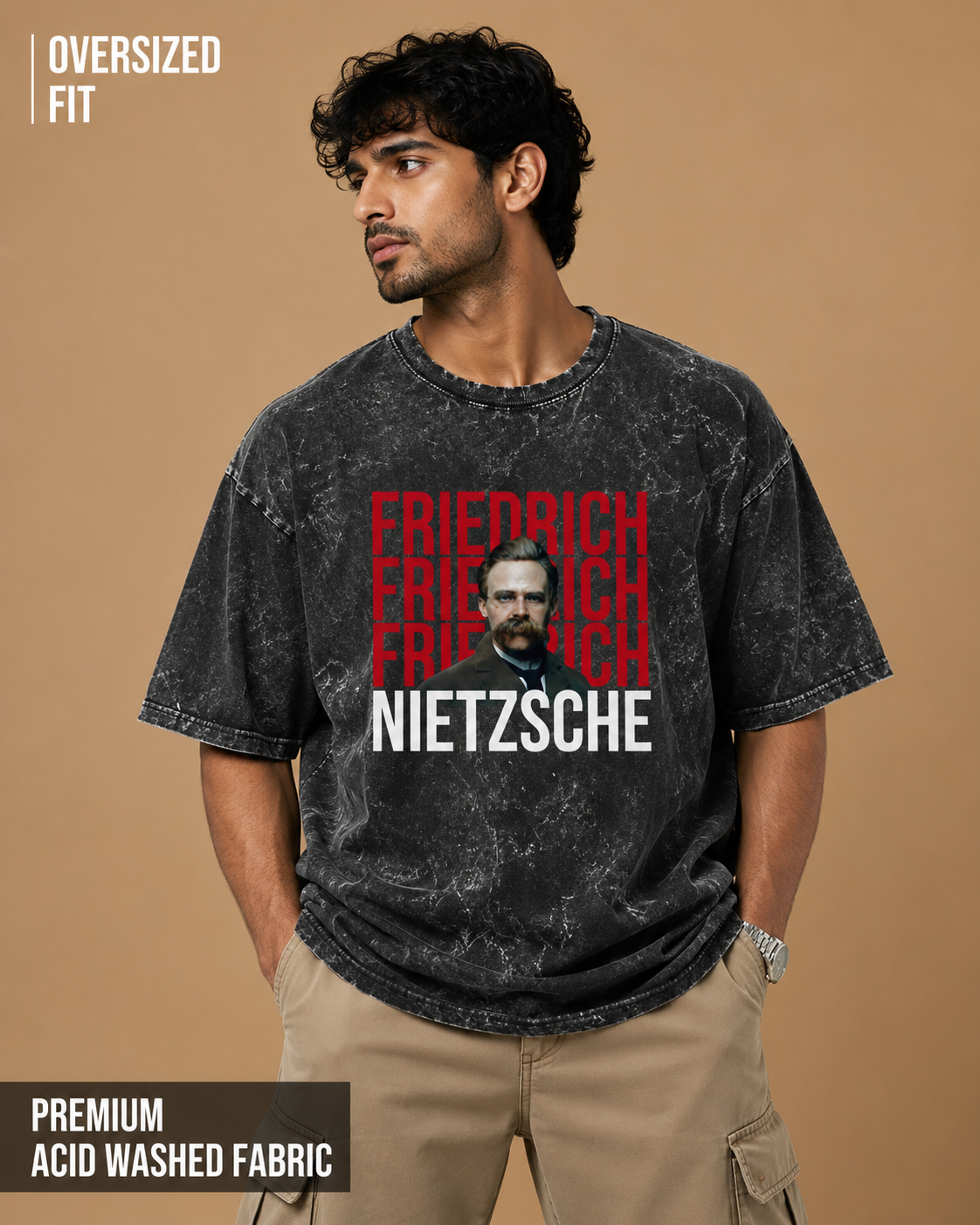 Nietzsche: The Übermensch | Unisex Acid Washed Oversized Tee