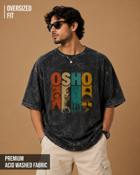 Osho: The Mystic | Unisex Acid Washed Oversized Tee